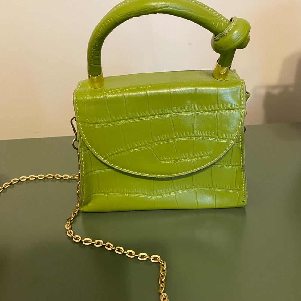 Green Croc-Embossed Handbag
